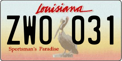 LA license plate ZWO031