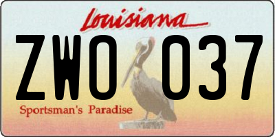 LA license plate ZWO037