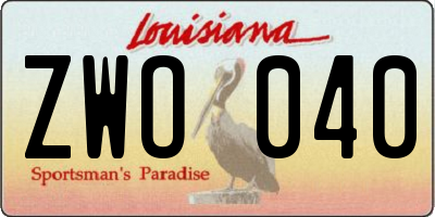 LA license plate ZWO040