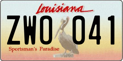 LA license plate ZWO041