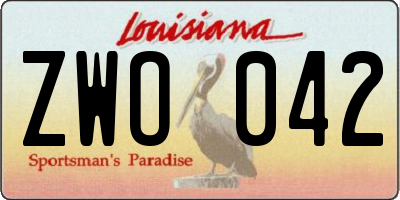 LA license plate ZWO042