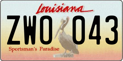 LA license plate ZWO043