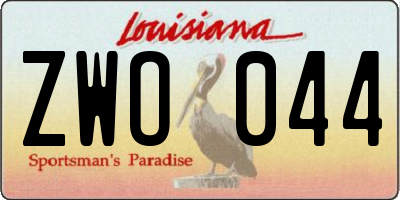 LA license plate ZWO044