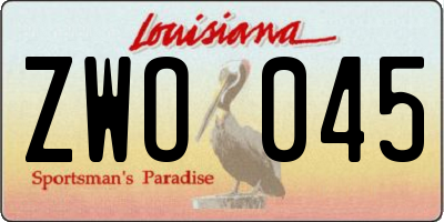 LA license plate ZWO045