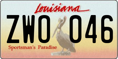 LA license plate ZWO046