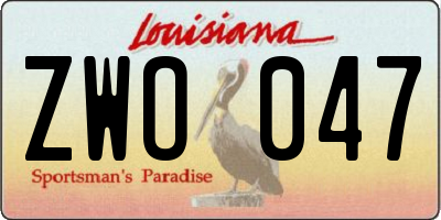 LA license plate ZWO047