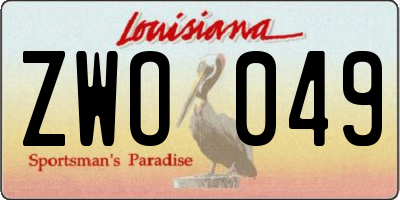 LA license plate ZWO049