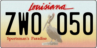 LA license plate ZWO050