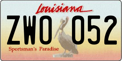 LA license plate ZWO052