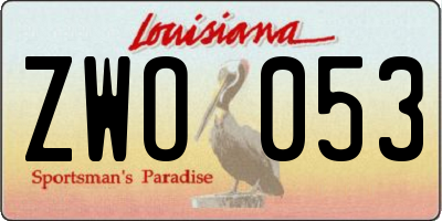 LA license plate ZWO053