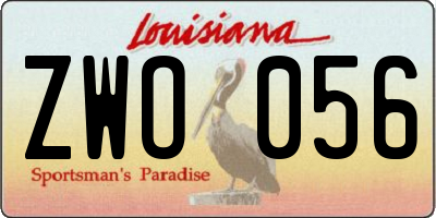 LA license plate ZWO056