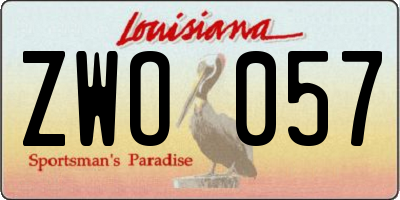 LA license plate ZWO057