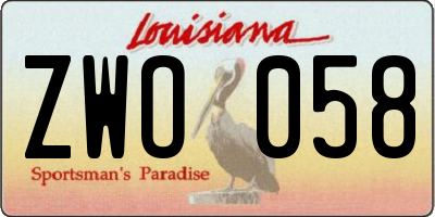 LA license plate ZWO058