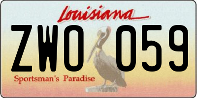 LA license plate ZWO059