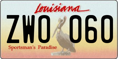 LA license plate ZWO060