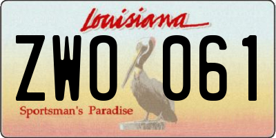 LA license plate ZWO061