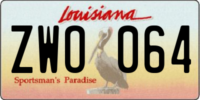 LA license plate ZWO064