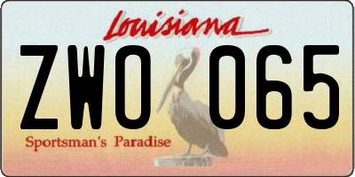 LA license plate ZWO065