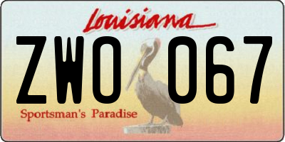 LA license plate ZWO067