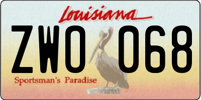 LA license plate ZWO068