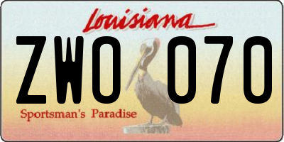 LA license plate ZWO070