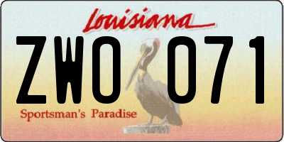 LA license plate ZWO071