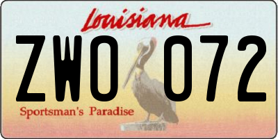 LA license plate ZWO072