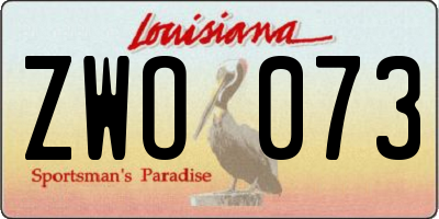 LA license plate ZWO073