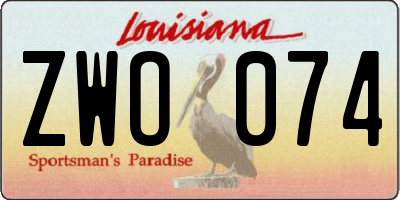 LA license plate ZWO074