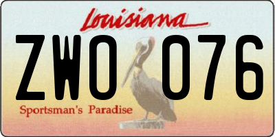 LA license plate ZWO076