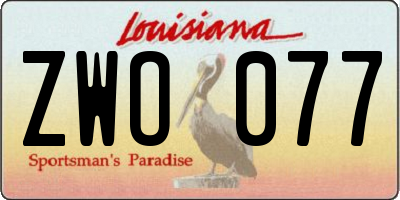 LA license plate ZWO077