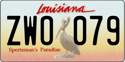 LA license plate ZWO079