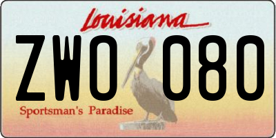 LA license plate ZWO080