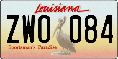 LA license plate ZWO084