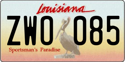 LA license plate ZWO085