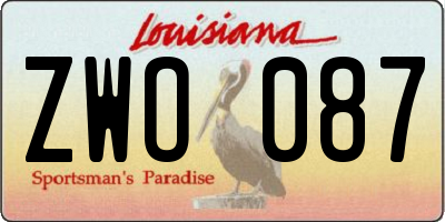 LA license plate ZWO087