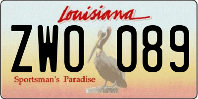 LA license plate ZWO089