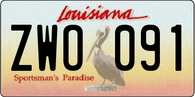 LA license plate ZWO091