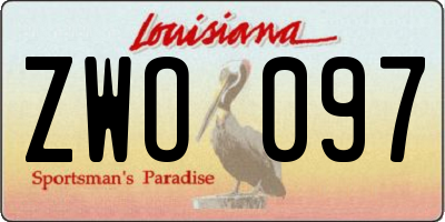 LA license plate ZWO097