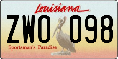 LA license plate ZWO098