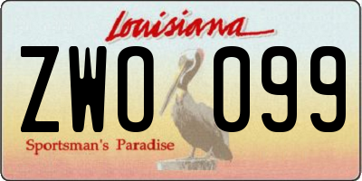 LA license plate ZWO099