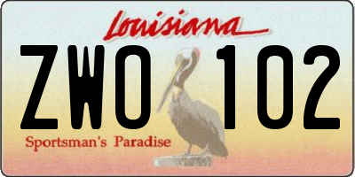 LA license plate ZWO102
