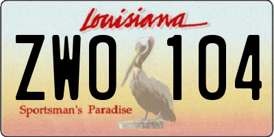 LA license plate ZWO104