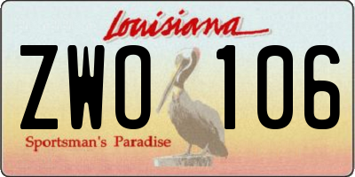 LA license plate ZWO106