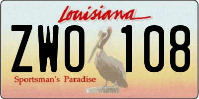 LA license plate ZWO108