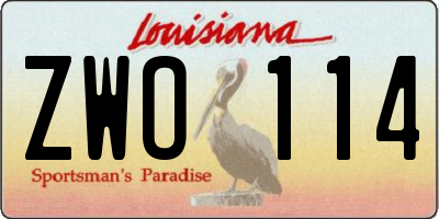 LA license plate ZWO114