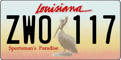 LA license plate ZWO117