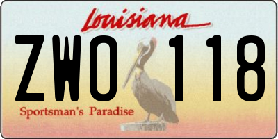 LA license plate ZWO118