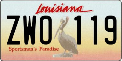 LA license plate ZWO119