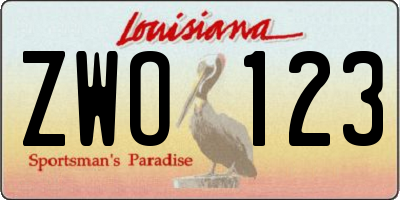 LA license plate ZWO123